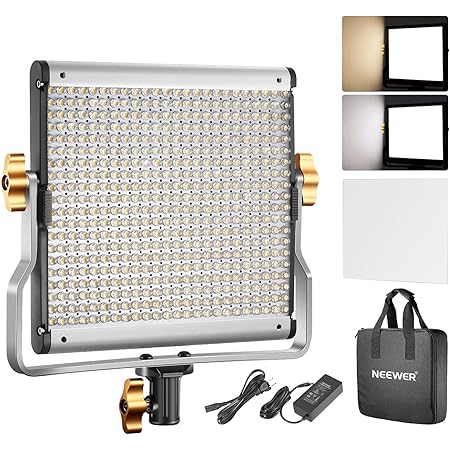 Neewer Dimmable Bi-Color LED with U Bracket Professional Video Light for Studio, YouTube Outdoor Video Photography Lighting Kit, Durable Metal Frame, 480 LED Beads, 3200-5600K, CRI 96+