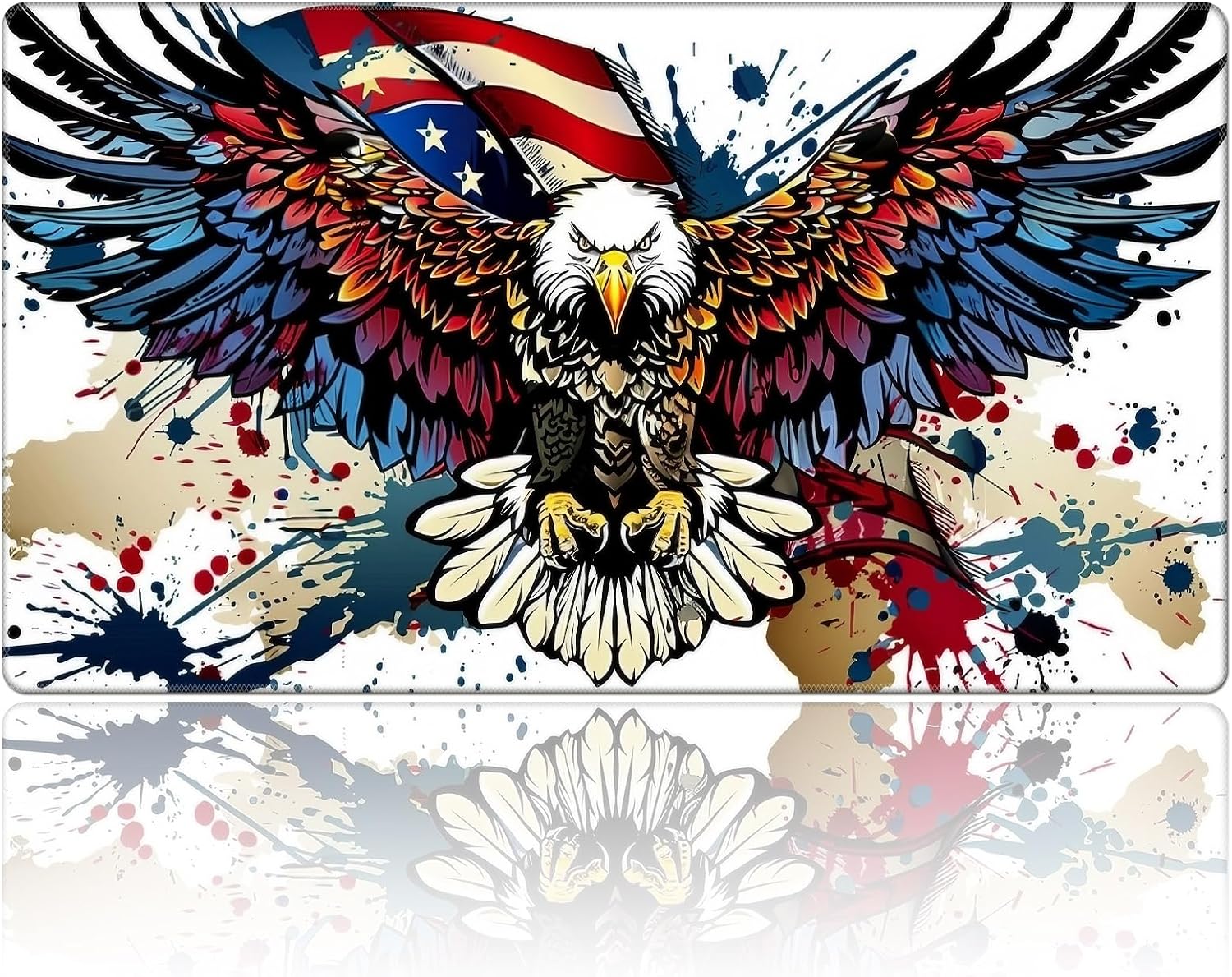 DEGDFSGR for MTG Playmat 27.5" x 15.74" for TCG Playmat Non-Slip Rubber Base Commander Playmat HD Cover for Magic Playmat Iorcana Trading Card Game, Bald Eagle American Flag
