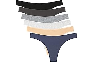 6 Pack Women's Thongs: Breathable Cotton Bikini Underwear