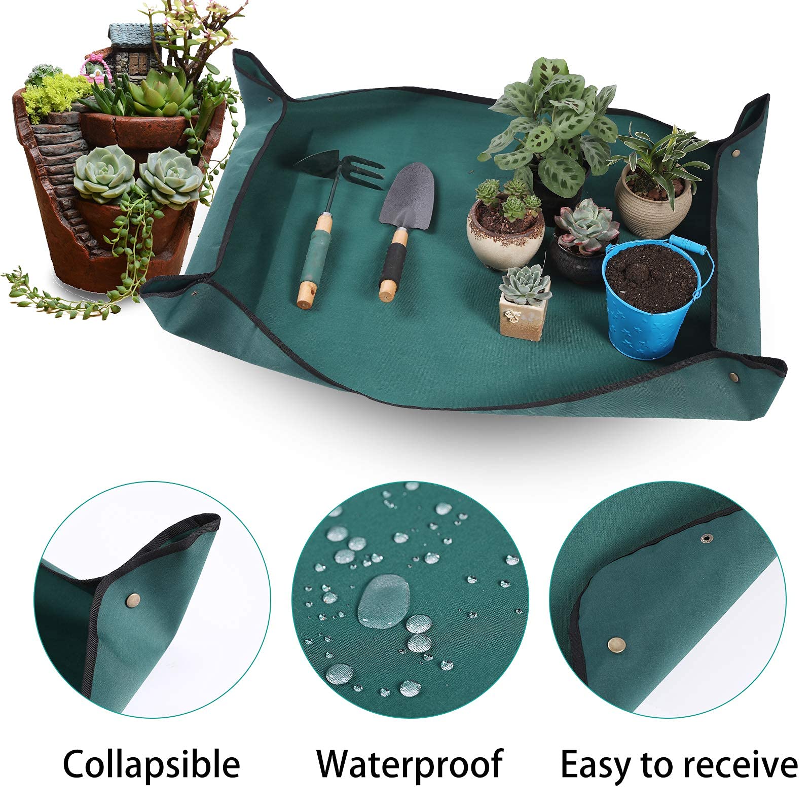 Gartenmatte Zum Umtopfen – 100x100 Cm, Wasserdicht, Faltbar – Für Pflanzen, Sukkulenten
