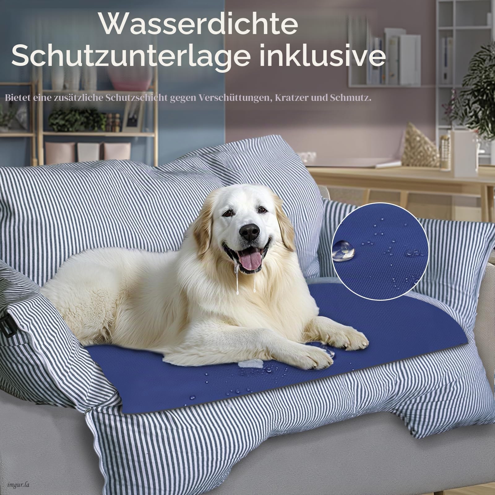 Hunde Autositz für Große Hunde bis 36 kg, Waschbares Hundebett Auto rückbank,Tragbarer Hundesitz Auto mit 2 Sicherheitsleinen & Rutschfester Unterlage