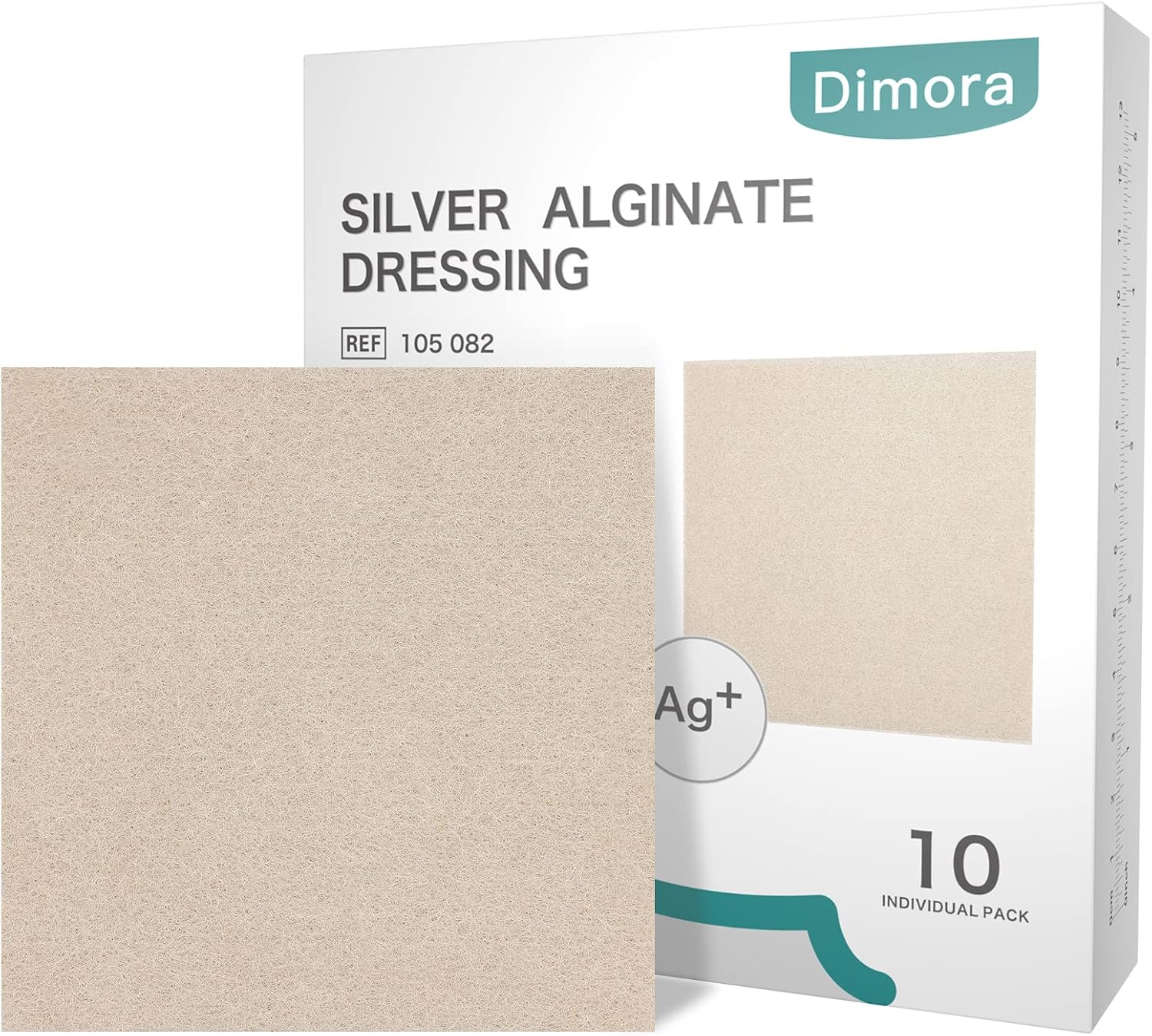 Dimora Upgrade 10 Packs Silver Antibacterial Alginate Wound Dressing Pads?Non-Stick Sterile Gauze?Highly Absorbent & Comfortable?4'' x 4'' Patches Silver alginate?pack of 10?