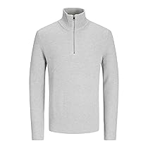 JACK & JONES Male Cardigan con Cerniera a Quarti in Tinta Unita Cardigan con Cerniera a Quarto, Chiaro Grigio Melange, M