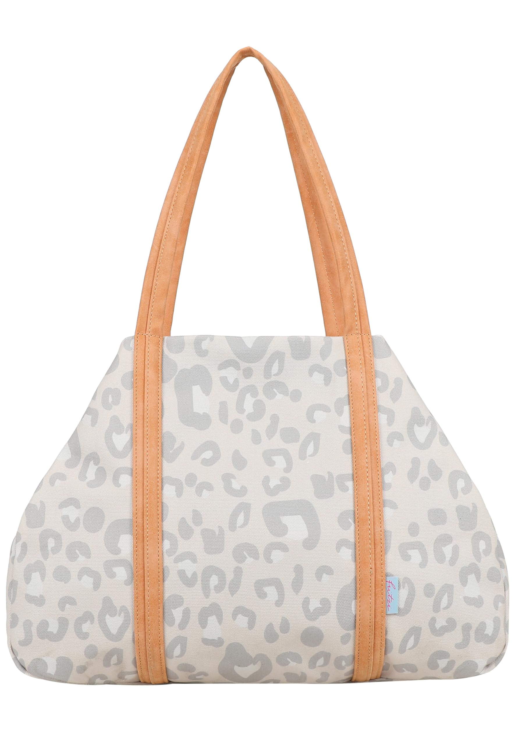 Fritzi Simply Shopper Leo Canvas Women's Shopper Handbag Festival City Vegan Leopard Print Zip 29 x 44 x 16 cm - Pink, Olive, Beige, beige, Einheitsgröße