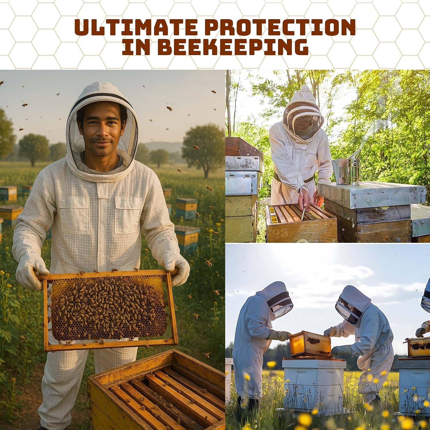 Mount Helicon 3-Layer Bee Keeper Suit for Men & Women With Gloves & 2 Veil-Ultra Breeze Bees Suits for Men Sting Proof