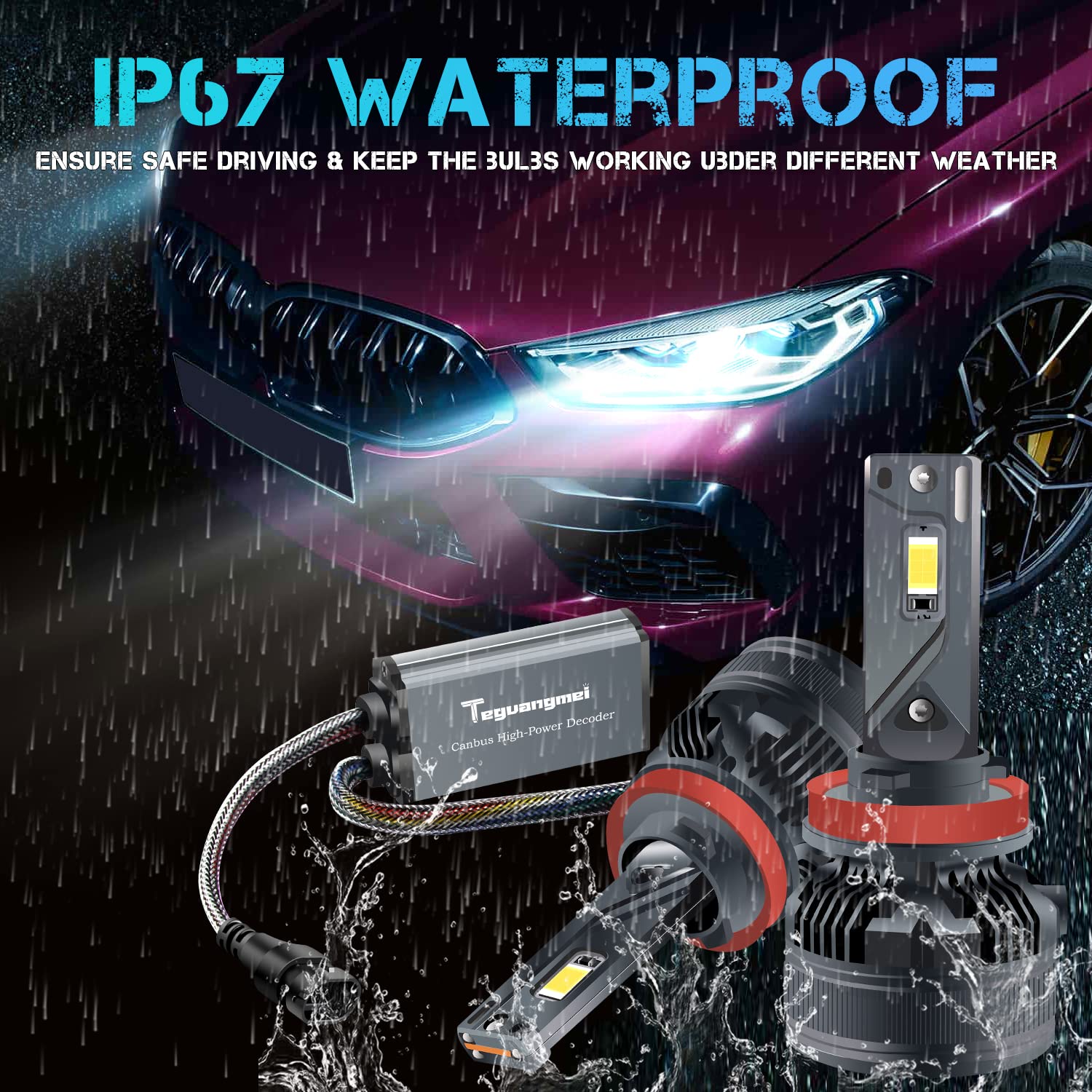 H11 H8 H9 LED żarówki, 30000LM 160W CanBus Bez Błędów 6000K Super Jasne Białe Reflektory Olśniewające Samochodowe Zestawy Wymiana Lampy Halogenowe, Plug & Play, Opakowanie 2