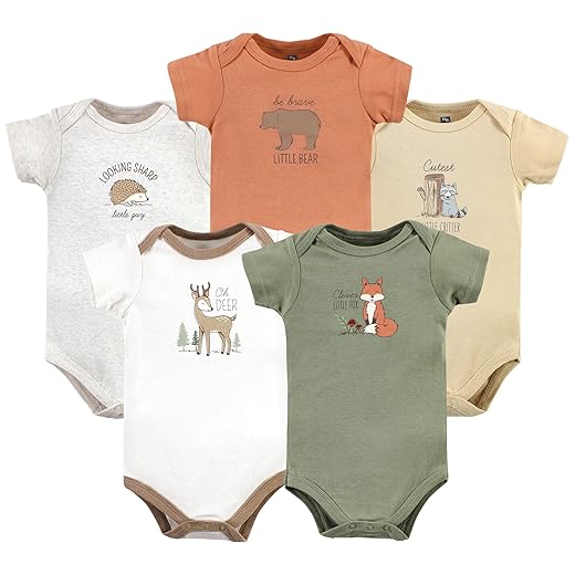 Hudson Baby Unisex Baby Cotton Bodysuits 5-pack