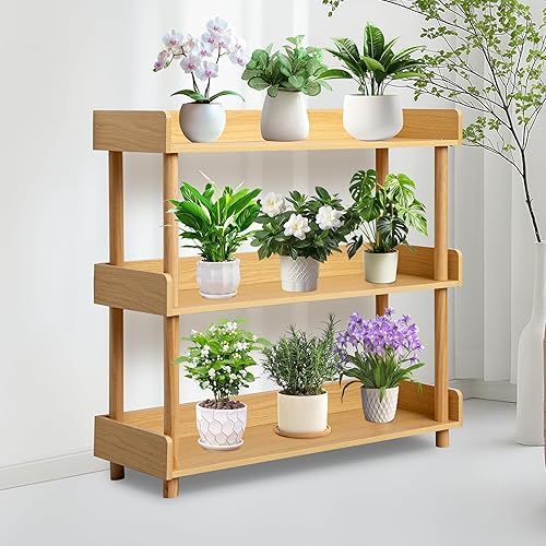 Miniatura 6 de Estantería de 3 niveles, estante de almacenamiento de madera, estante de almacenamiento abierto para oficina, sala de estar, balcón, estudio, color