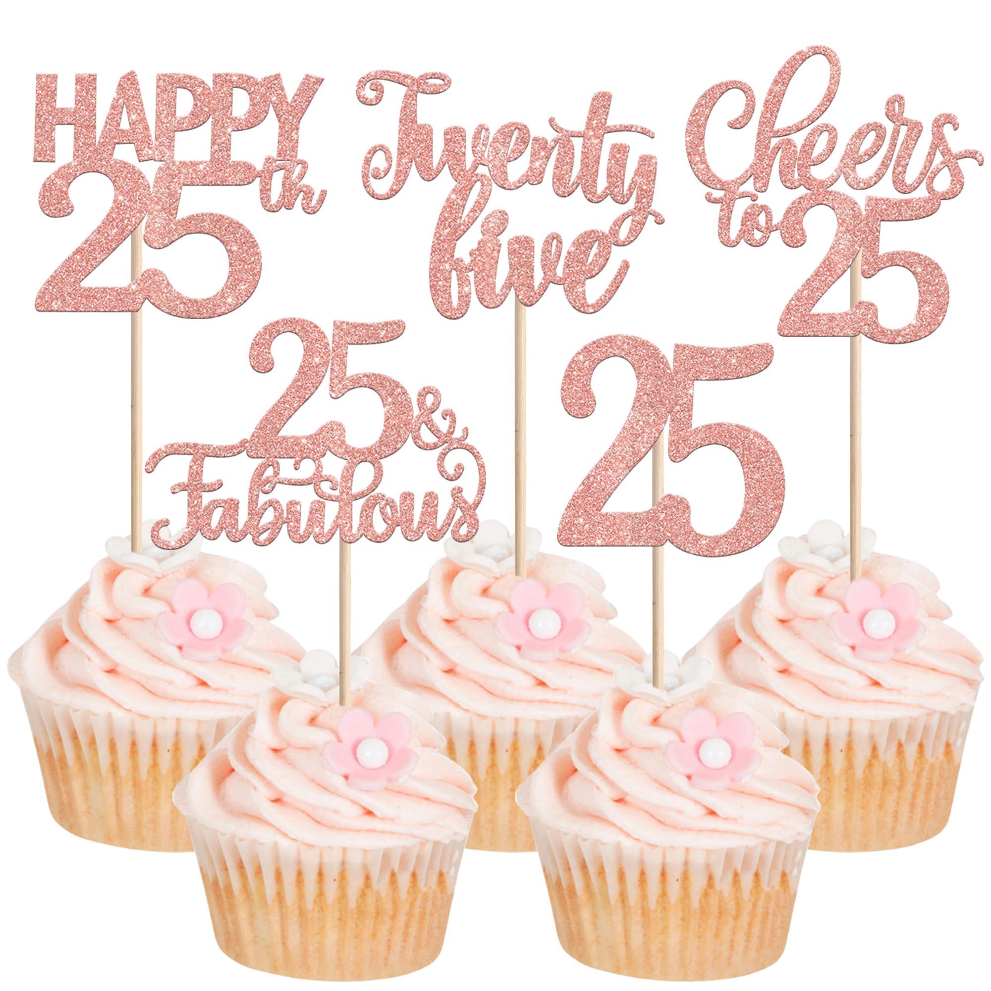 24 Stück Geburtstag Kuchen Deko Glitzer Happy Birthday Cupca