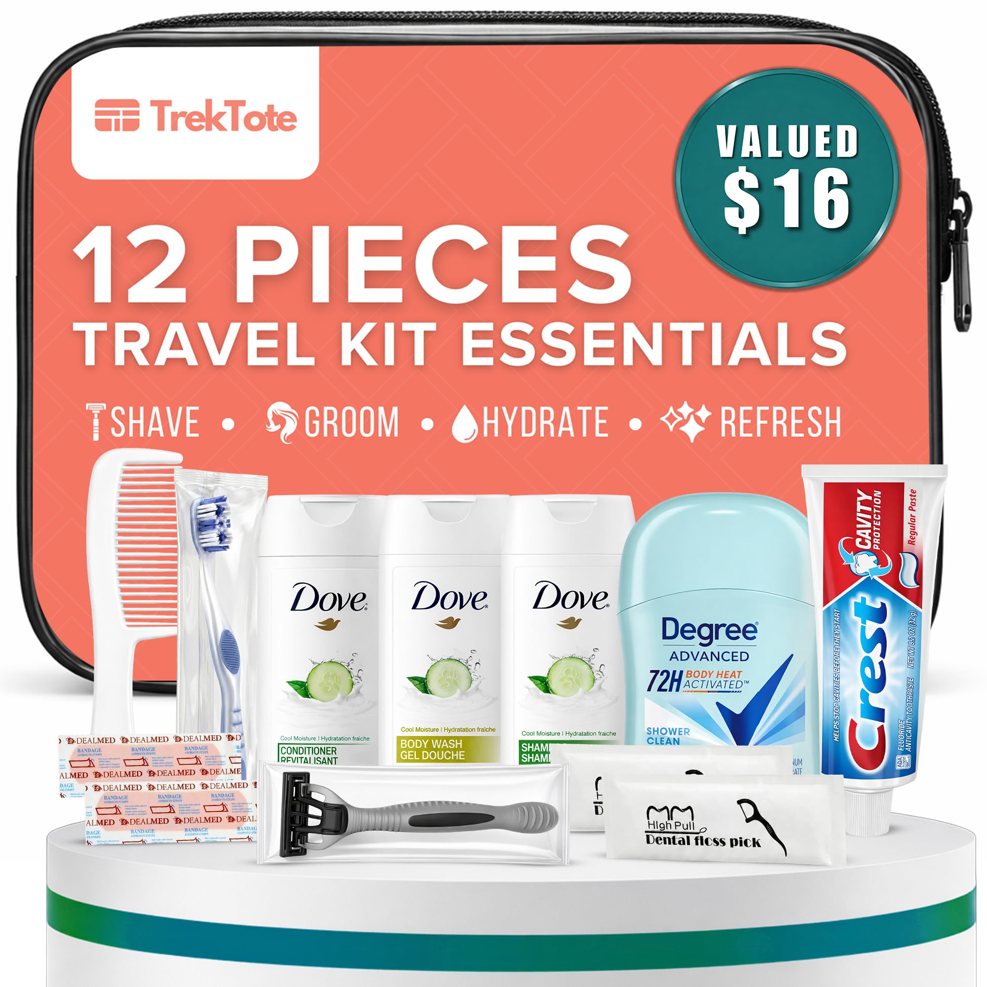 Amazon.com: Trektote 12-Piece Women's Travel Hygiene Kit with
