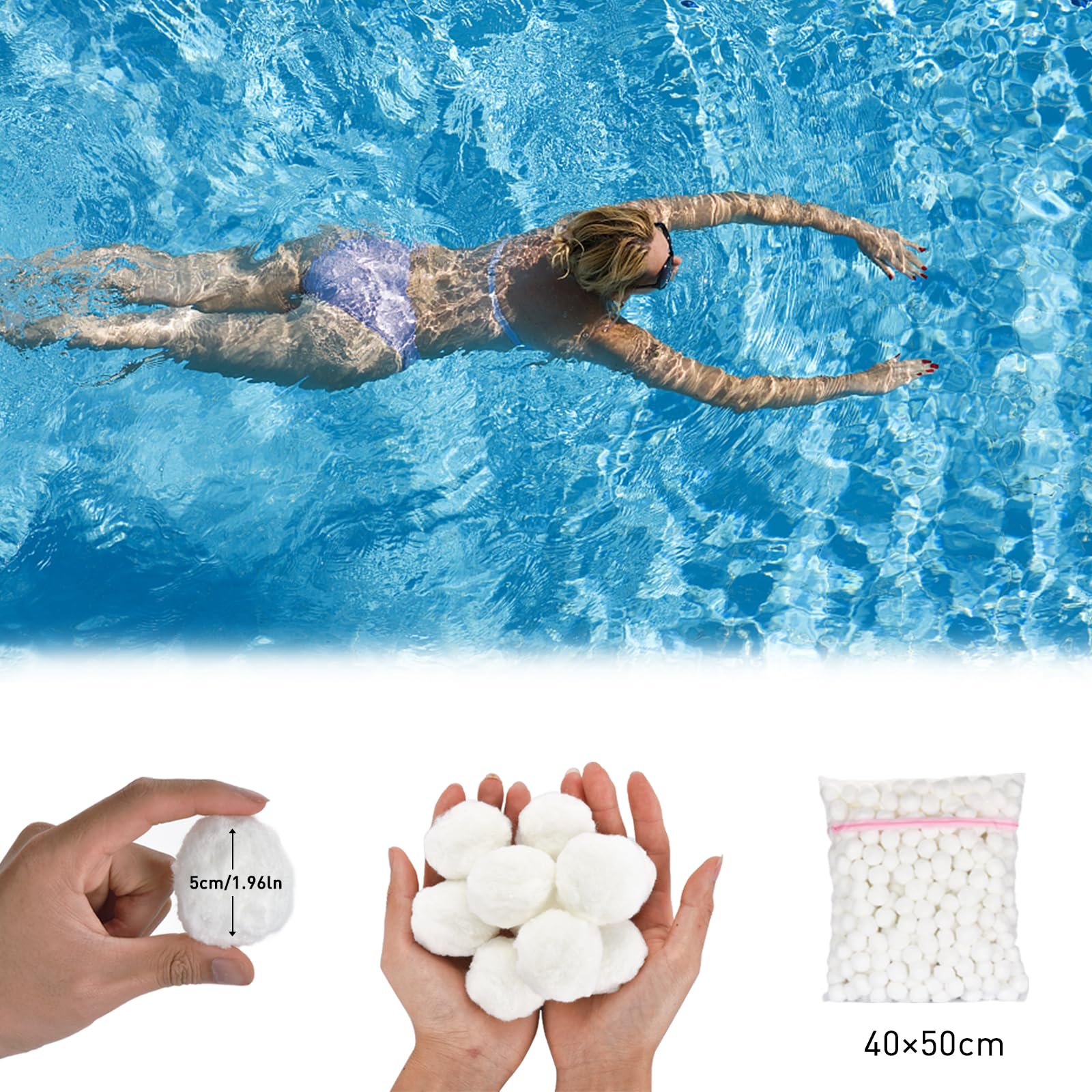Sfere filtranti per piscina da 2,1 kg per filtro a sabbia, materiale filtrante ecologico riutilizzabile per pompa a sabbia, sostituisce la sabbia filtrante per piscina da 68 kg, lunga durata per