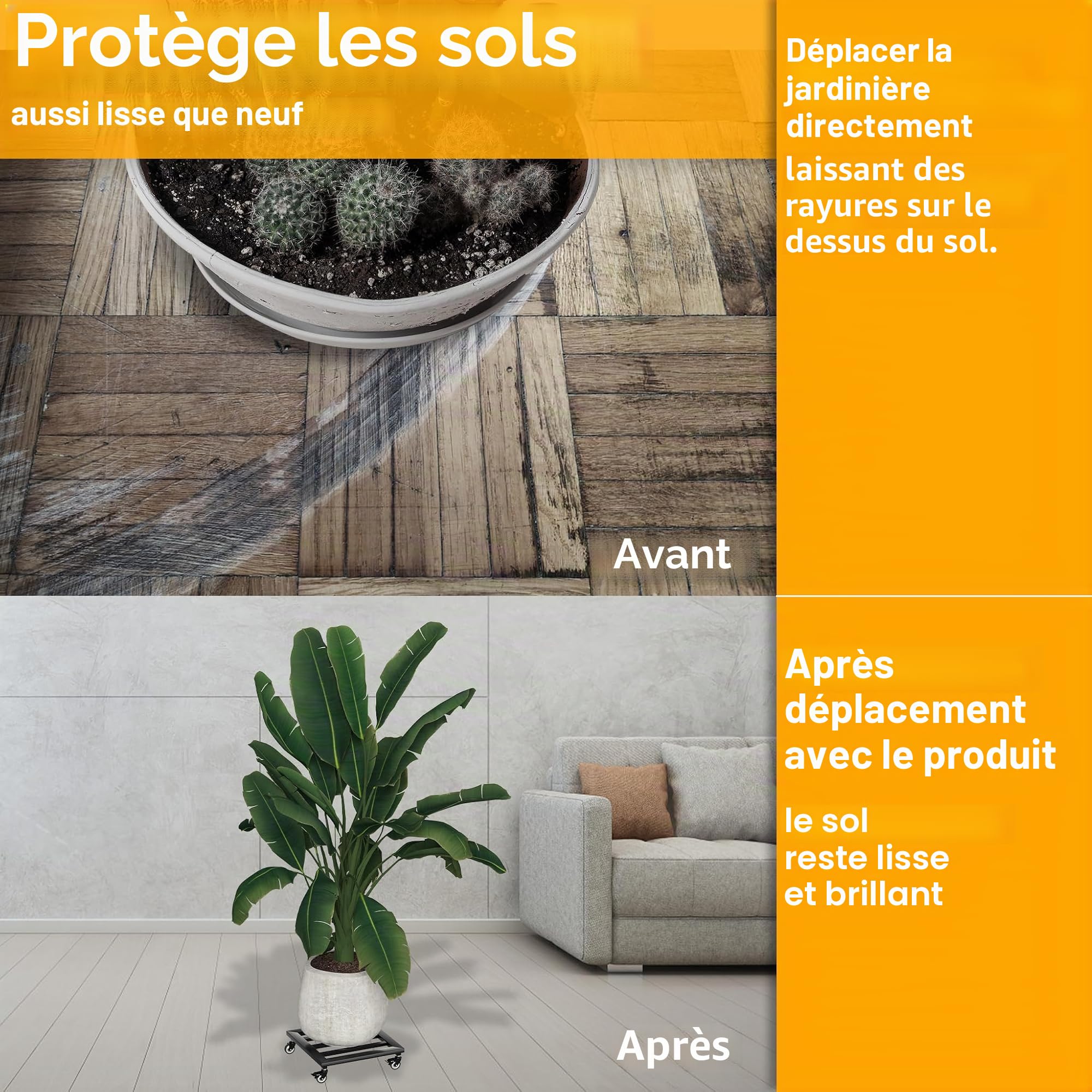 NAIZY Lot de 2 planches à roulettes pour plantes - 30 x 30 cm - Soucoupe carrée avec 4 roulettes - Capacité de charge : 160 kg - Pour l'extérieur et l'intérieur (type A)