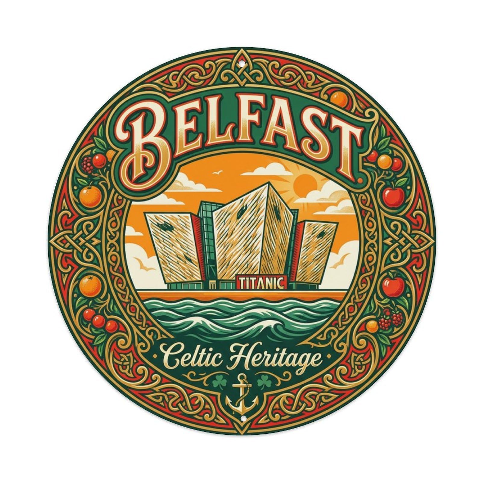 Metal Tin Sign Vintage Travel Belfast Ireland Gathering