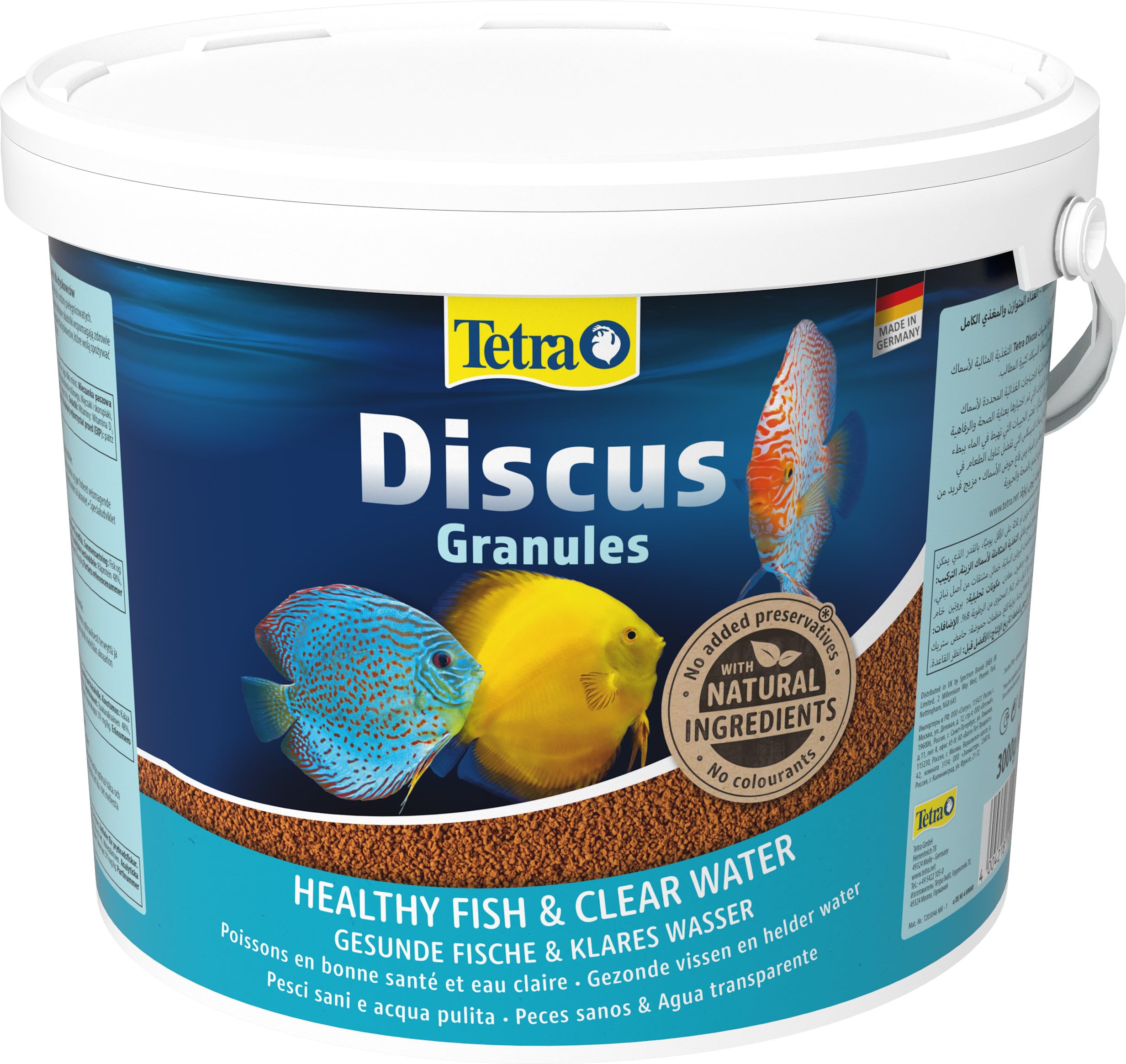 Tetra Discus Granules - Fischfutter für alle Diskusfische, fördert Gesundheit, Farbenpracht und Wachstum, 10 L Eimer