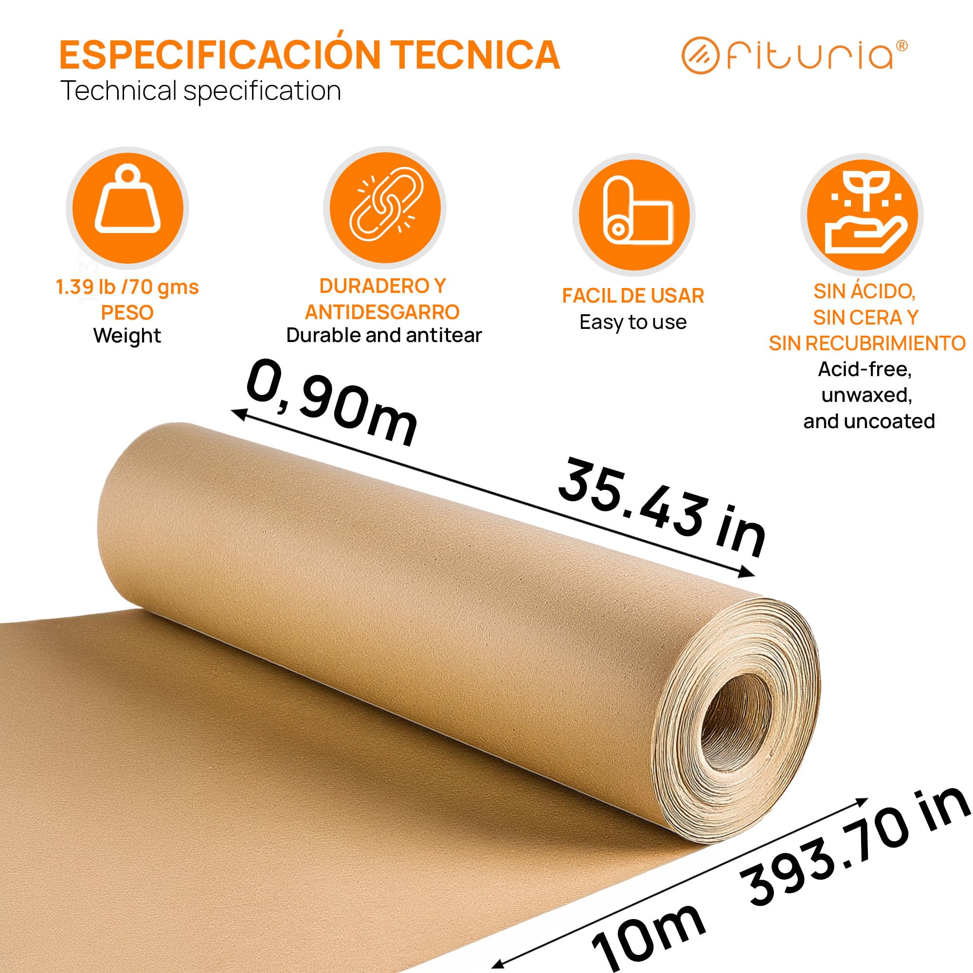Ofituria Naturbraunes Kraftpapier/m² – Rolle 0 – Bild 2