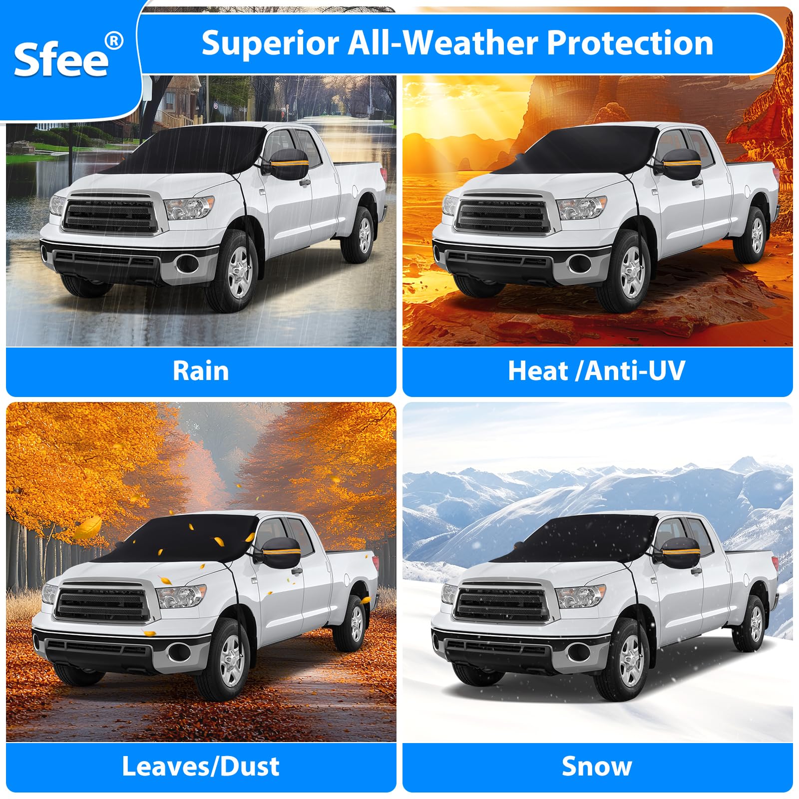 Sfee Windshield Cover for Ice and Snow Heavy-Duty 600D Waterproof Windshield Snow Cover With 2 Mirror Covers All-Weather — view 9