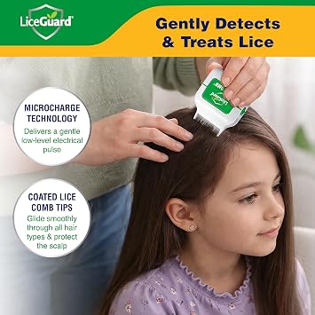 LiceGuard RobiComb Electronic Head Lice Comb, Gentle Lice Treatment for Kids & Adults, Clinically Tested Zapping Nit Comb Detects & Kills Super Lice in Thick, Fine & Curly Hair, Microcharge Technology
