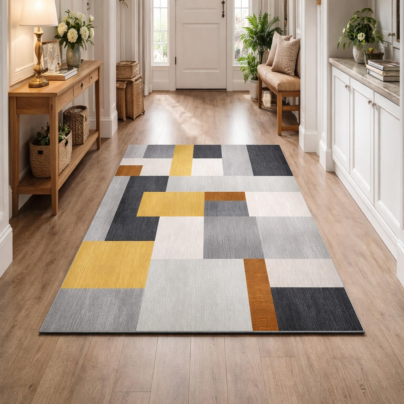 Alfombras geométricas modernas Rururug lavables para dormitorio
