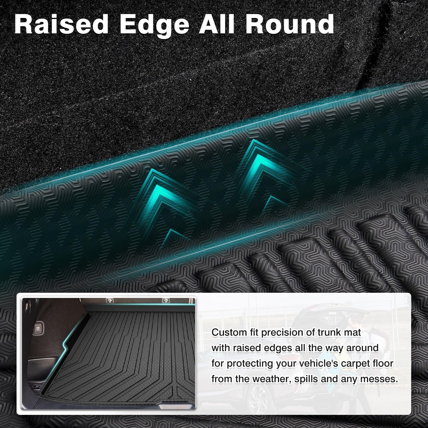 Mixsuper Cargo Liner Custom Fit for 2019-2025 Honda Passport All Weather Trunk Liner Anti-Slip Rear Cargo Mat Black - Image 6