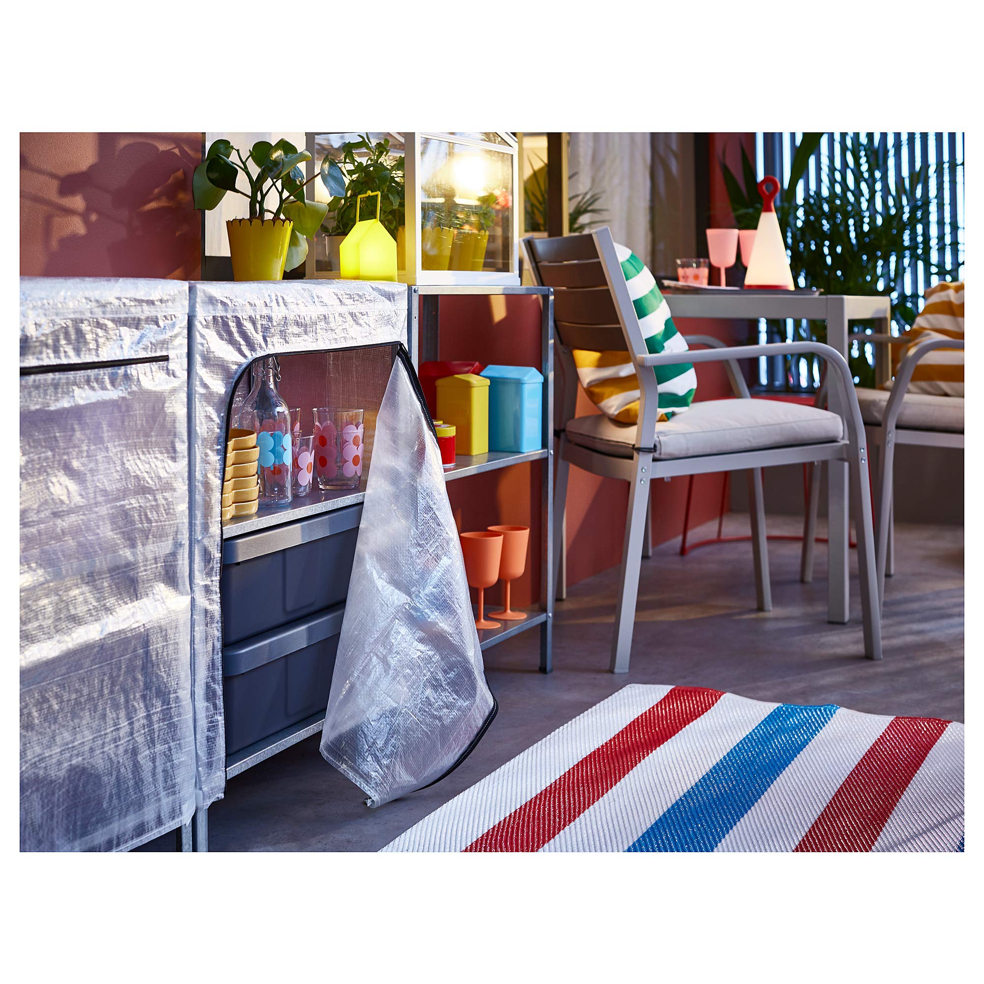 Hyllis Étagère de rangement en acier pour jardin ou extérieur 3 étages, 60 x 27 x 74 cm