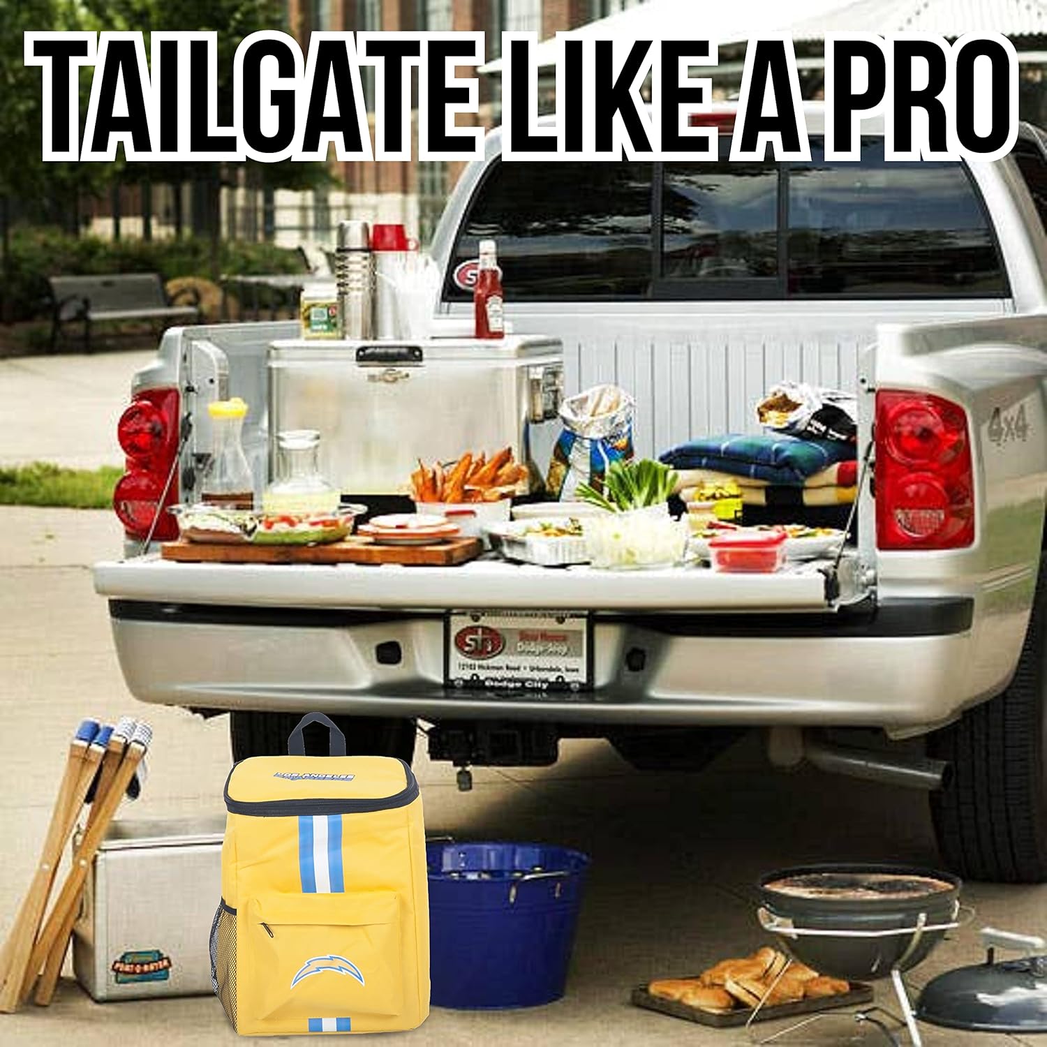 FOCO LA Chargers Cooler Backpack – Portable Soft Sided Ice Chest – Insulated Bag Holds 36 Cans - Football Gear – Show Your Team Spirit with Officially Licensed Fan Gear