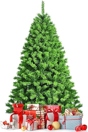 Miniatura 1 de GOFLAME Árbol de Navidad flocado preiluminado de 75 pies árbol de Navidad con bisagras verde con 530 luces LED cálidas y 1404 puntas de PVC soporte