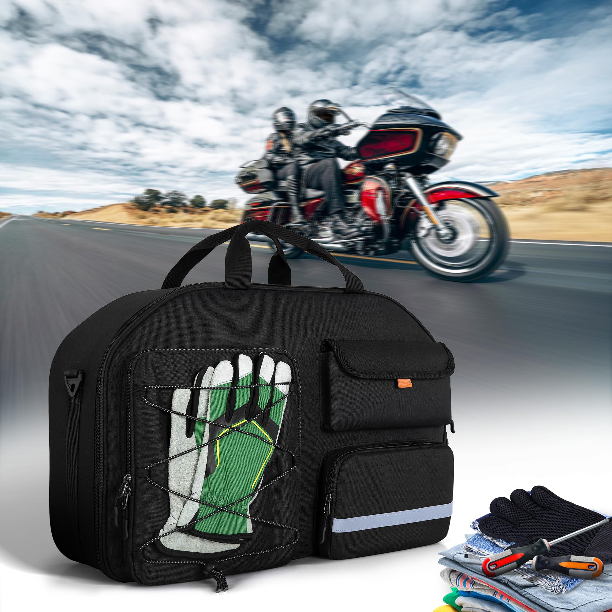 HODRANT Bolsa con Forro para Paquete de Viaje, Organizador de Paquetes de Viajes en Motocicleta Compatible con Los Modelos Street Glide Electra Glide Road King Road Glide Touring, Sólo Bolsa