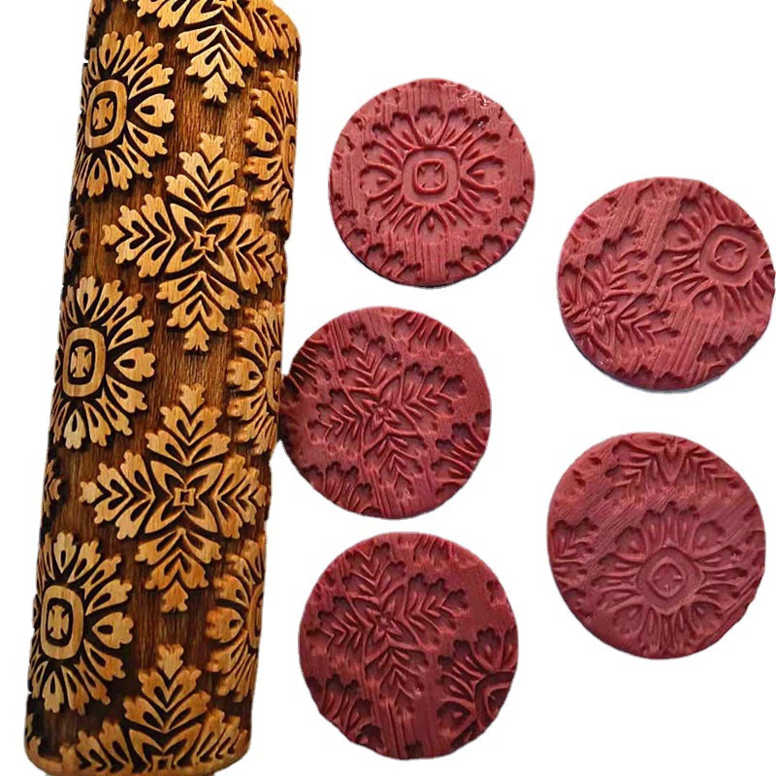 Backen von geprägten Keksen, geprägte Nudelhölzer Nudelholz-Roller, geprägtes Fondant-Plätzchen-Nudelholz, Weihnachts-Backzubehör(Fd4)