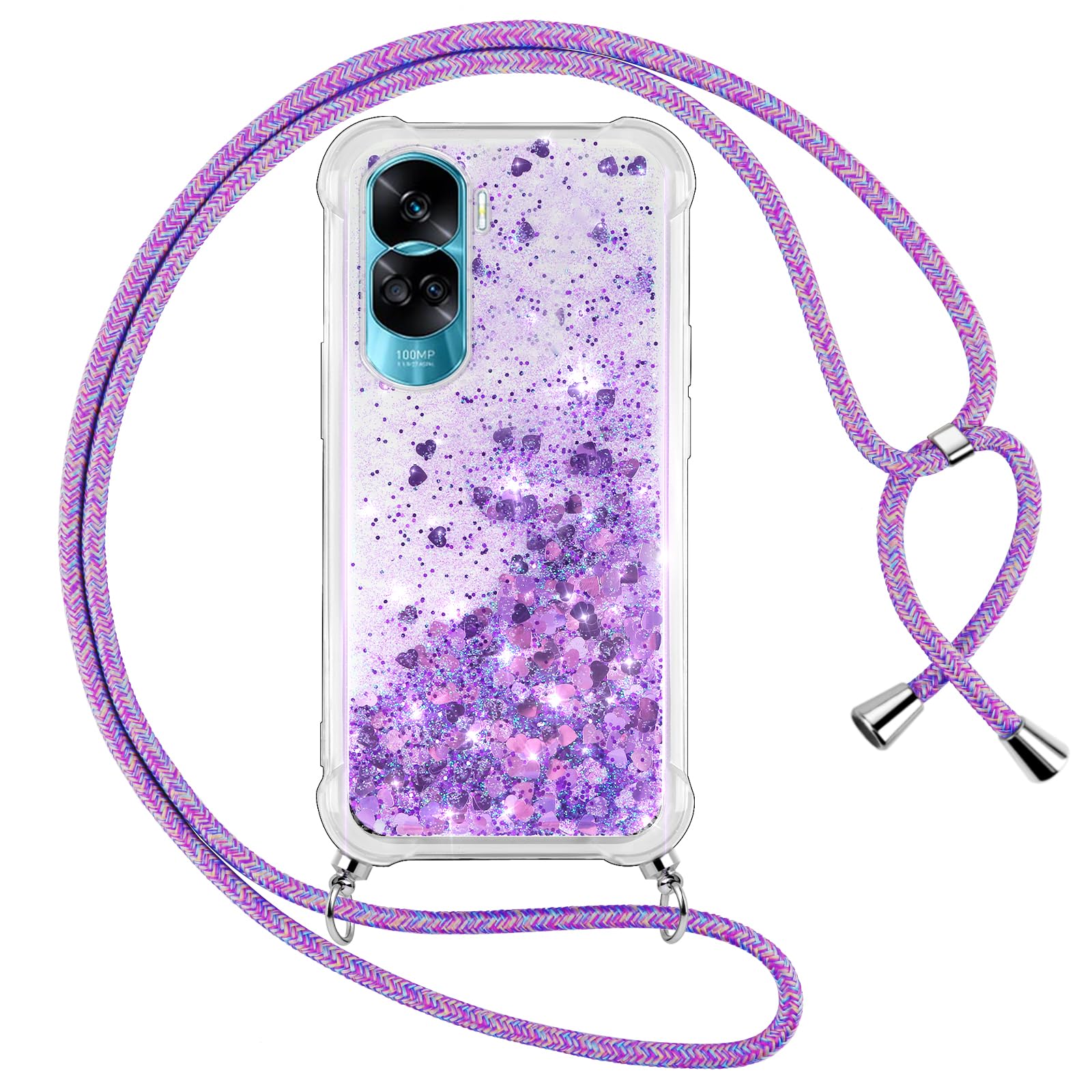 Vauki Custodia In Silicone Con Cordino Per Honor X8 – Rosa, Antiurto Ultra-Sottile, Con Laccio Regolabile Per Collana
