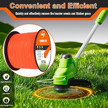 KAKO 095 Trimmer Line, Weed Eater String .095, Weed Wacker String .095, Square String Trimmer Line .095 Inch-780 Ft-3 Lb, Commercial Nylon Weed Eater Line .095 Fits Most String Trimmers(Square)