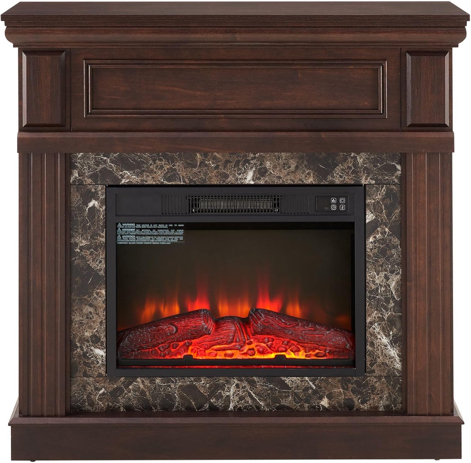42 inch Electric Fireplace with Mantel, Portable Freestanding Wood Stove with Remote Control, 23'' Fireplace Insert Heater,1400W Realistic 3D Flame Stacked Stone Surround (42" W Dark Cherry)