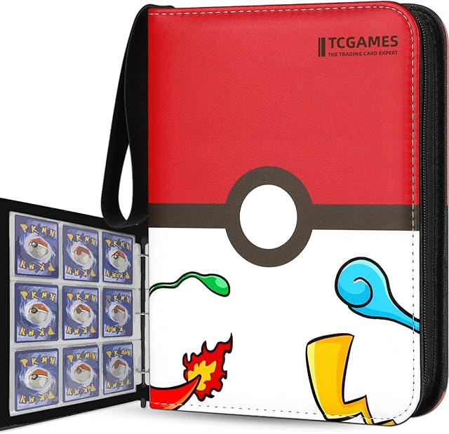 Trading Card Binder 9-Pocket, 720 Pockets Trading Card Games Collection Binder with 40 Sleeves Red