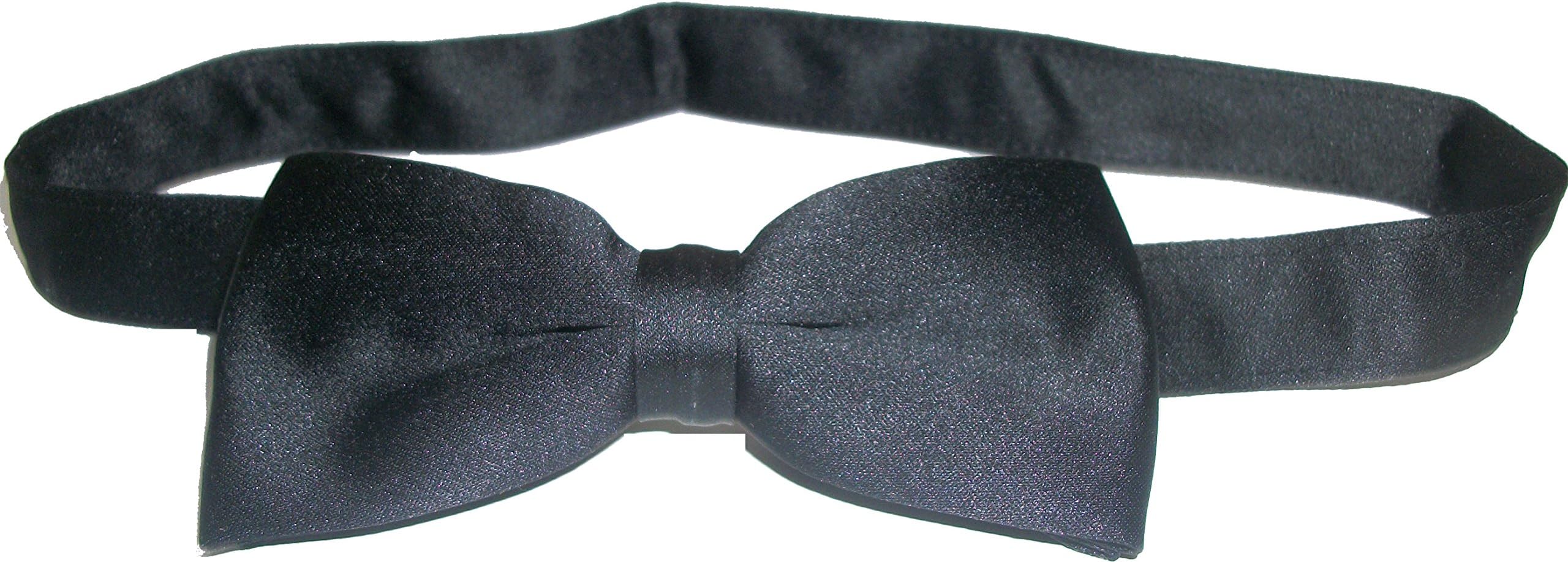 One Dozen Black Bow Ties, Pre-tied Formal Adjustable Band Adult Satin Look