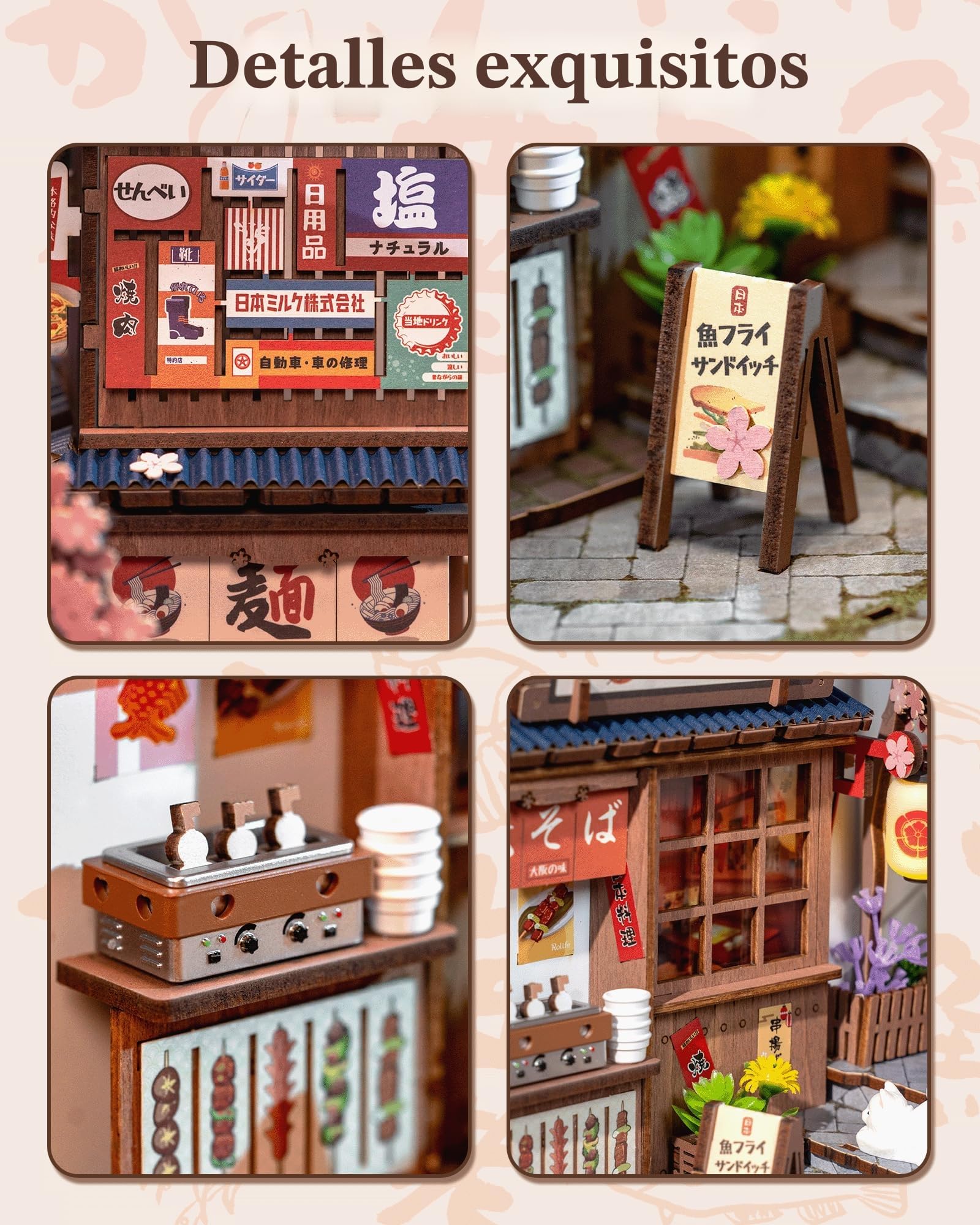 Rolife Book Nook Callejón del Vino Sakura Booknook Estilo Japonés Izakaya Kit Casa Miniatura DIY para Adultos Regalo de Cumpleaños Decoración de Estantería para Libros Kit Diorama