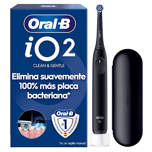 Oral-B iO 2 Escova de dentes elétrica preta noite, 1 cabeça, 1 estojo de viagem, 1 suporte de substi