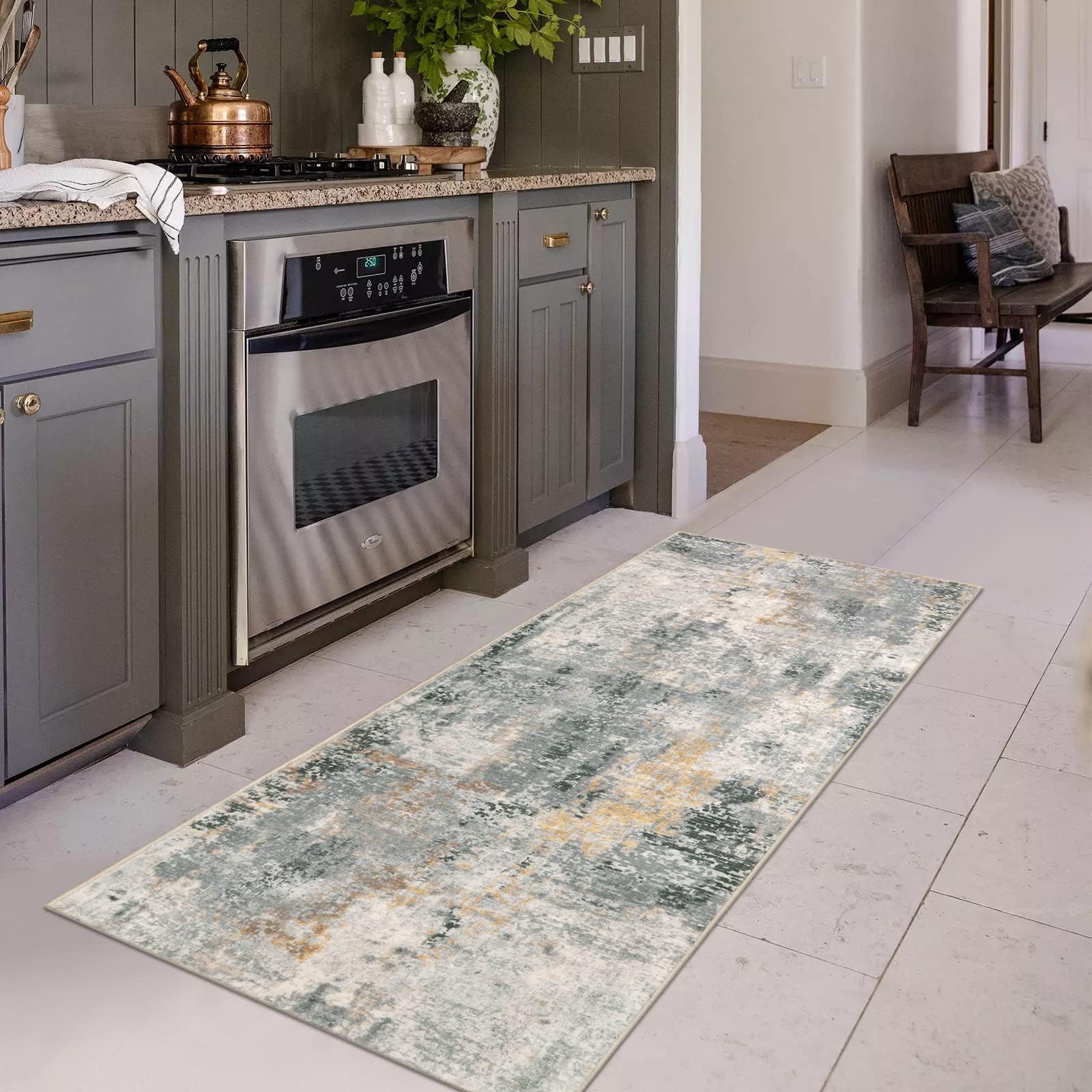 Lahome Modern Abstract Runner Rug - 2x6 Gray Washable Runners for Hallways Rugs for Living Room, Soft Non-Slip Contemporary Indoor Accent Laundry Room Carpet Runner for Gift Entryway Bedroom Door