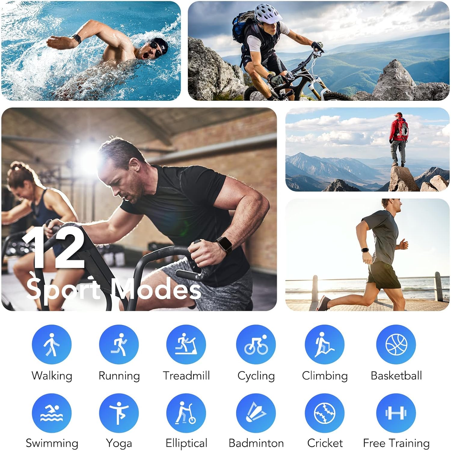 Parsonver Smart Watch, 1.69"(43mm) Smartwatch for Android Phones and iPhone Compatible IP68 Waterproof Fitness Watch with HD Touch Screen Sleep Tracker Heart Rate Pedometer Black