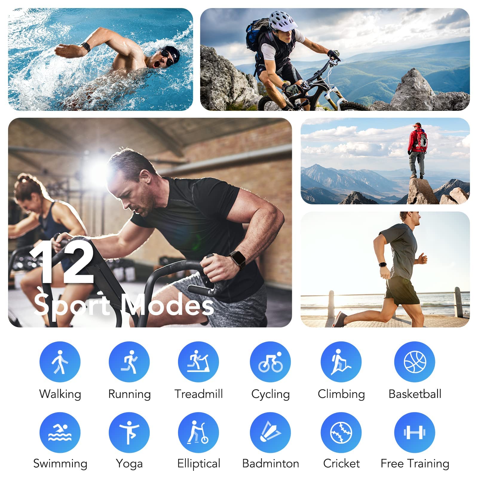 Parsonver Reloj Inteligente Hombre, 1.69" HD Smartwatch Deporte Impermeable IP68 Tracker Fitness con Monitor de Frecuencia Cardíaca Cronómetro Podómetro Calorías Pulsera Inteligente para