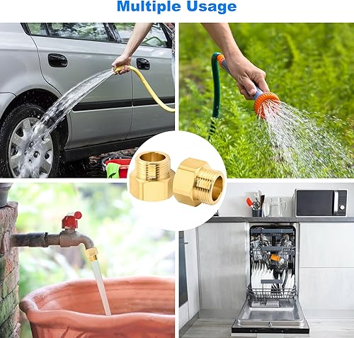 Miniatura 6 de Adaptador de babero de manguera de latón, paquete de 2 hilos finos de 1-116 pulgadas (hembra) para baberos de manguera de la marca Arrowhead,