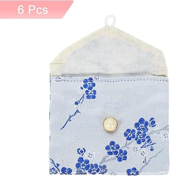 QUARKZMAN 6 Pcs Chinese Style White Silk Jewelry Pouches
