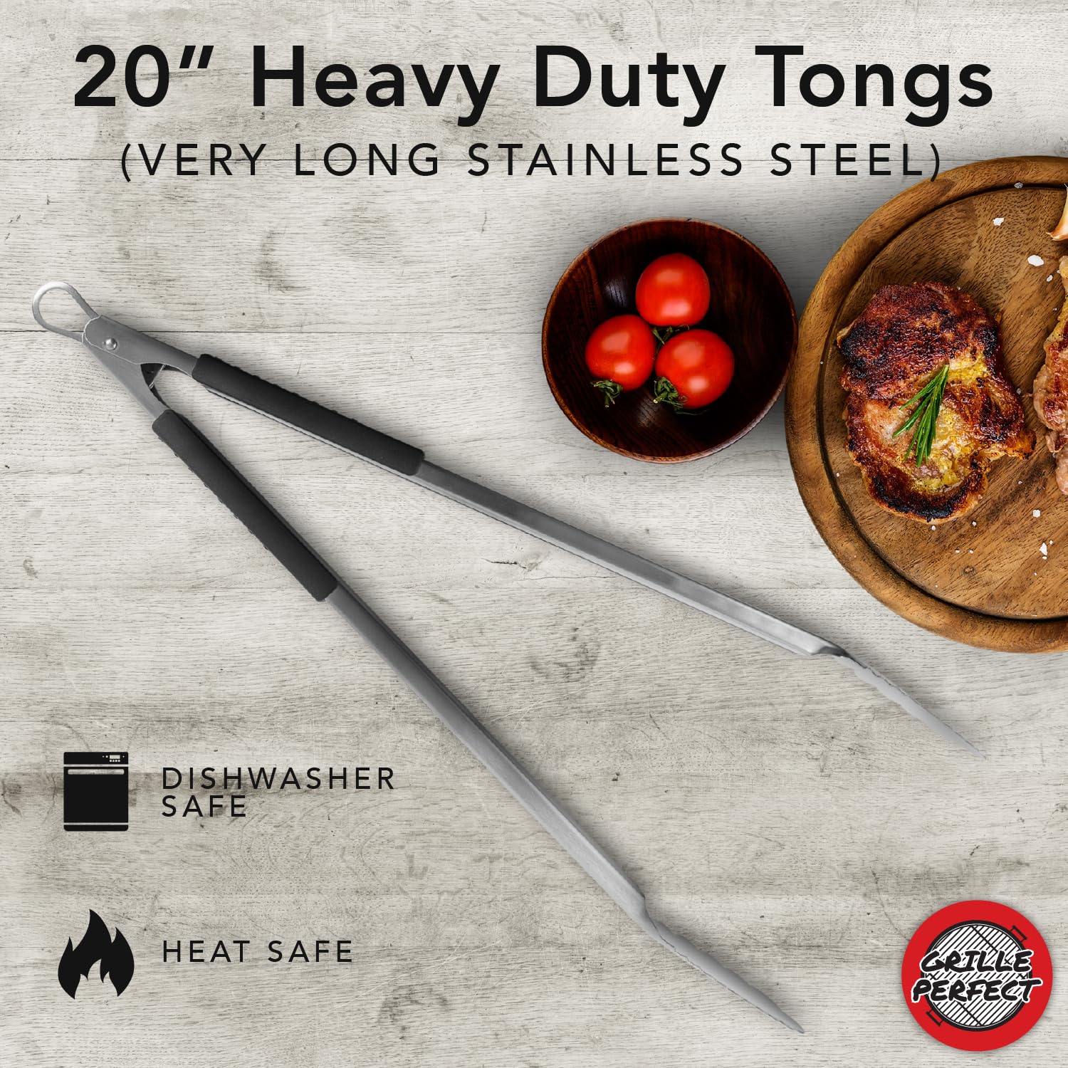 Grill Tongs Very Long 20inch Heavy Duty For BBQ And