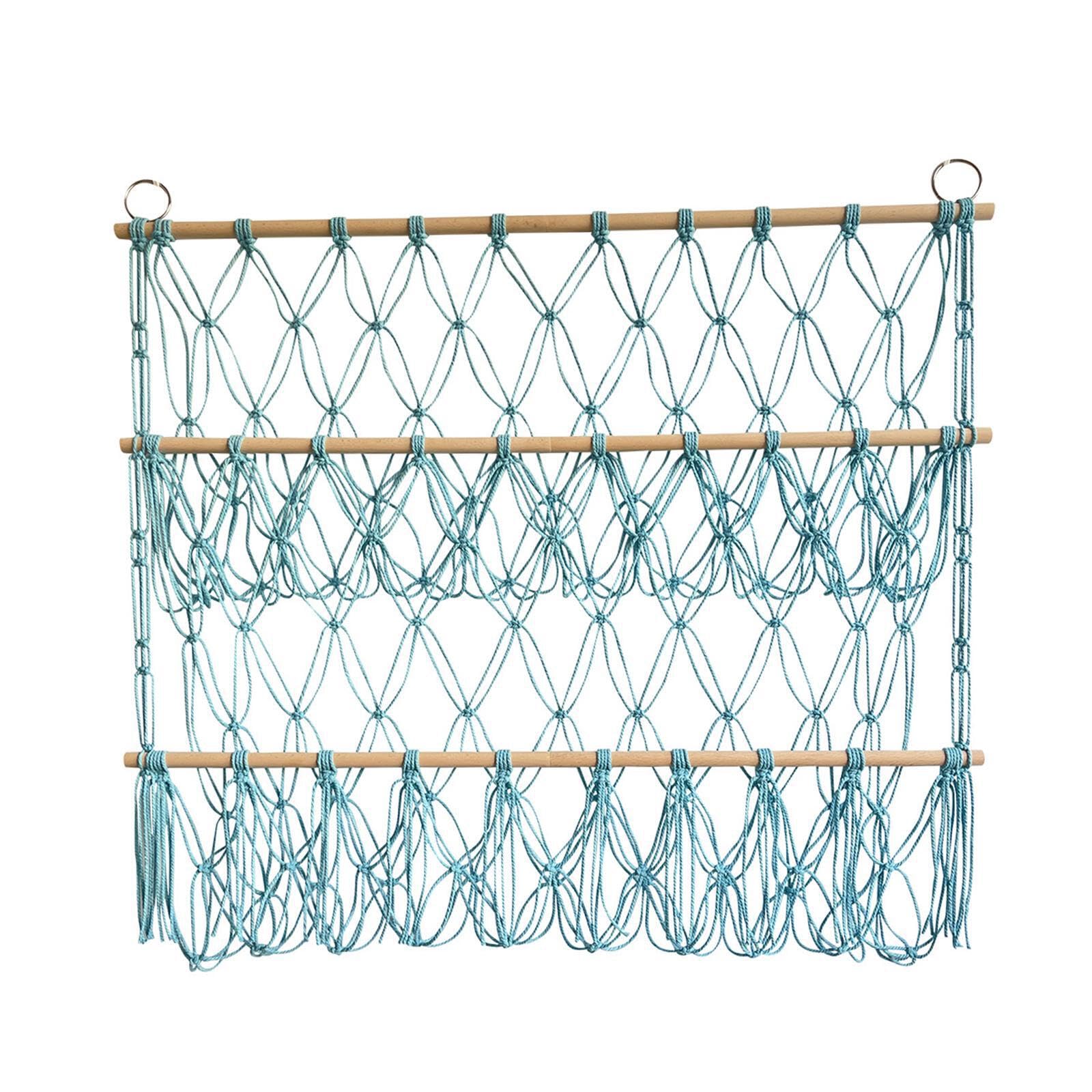 AMSLSIU Stuffed Hammock Net Hanging Storage Solution, blue, 80x75cm