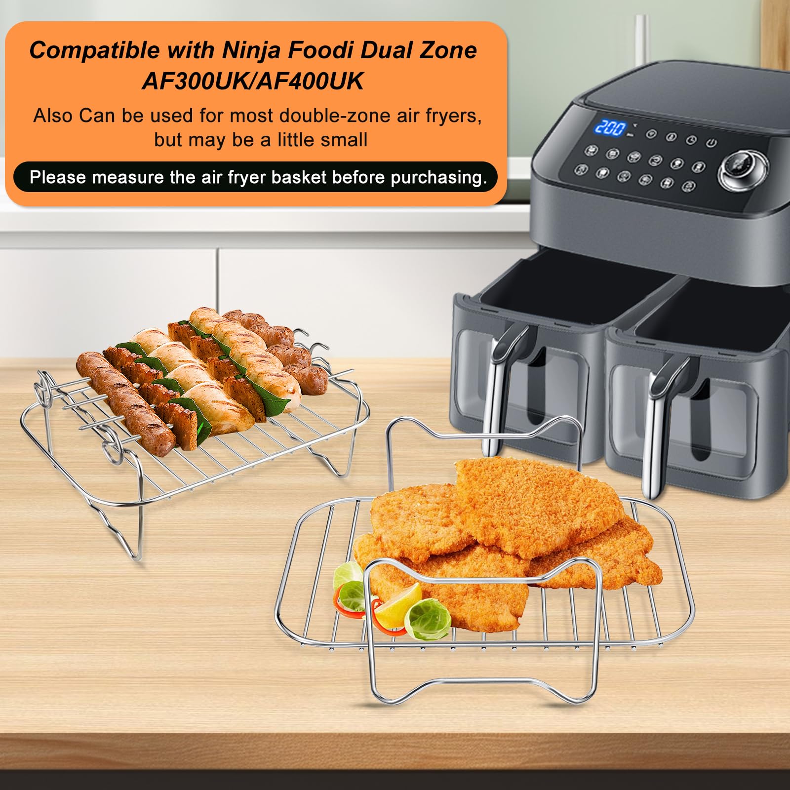 Accessori Per Friggitrice Ad Aria - Griglia A Vapore E Supporto Spiedini In Acciaio Inossidabile - Foto 7