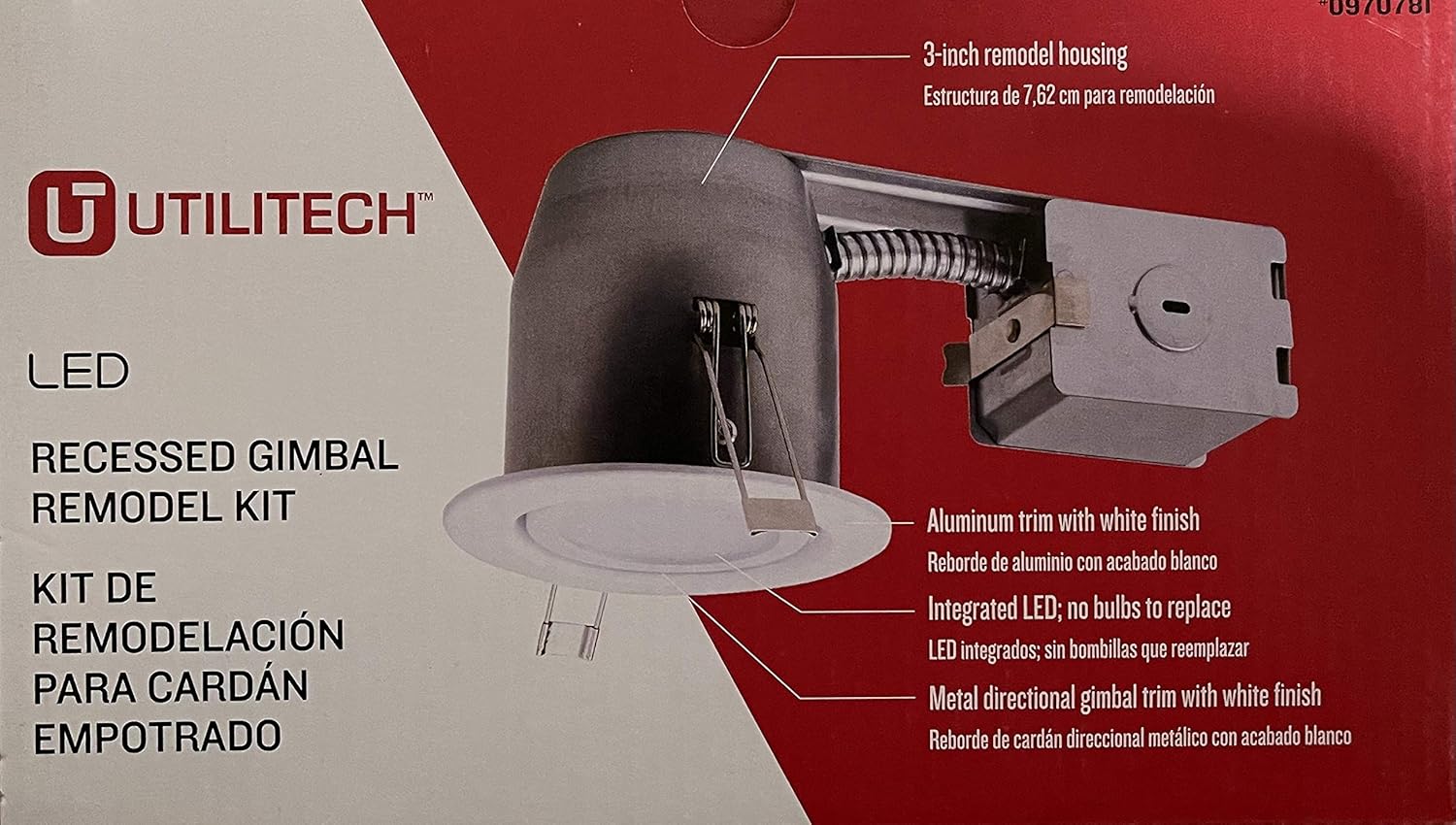 Utilitech 3" LED Recessed Gimbal Remodel Kit 3000K (housing and Trim kit) - - 
