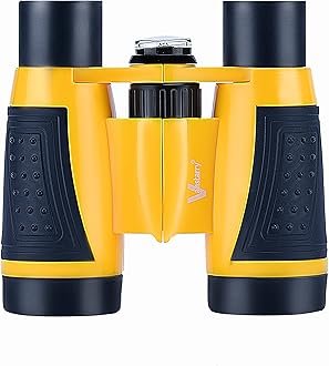 Compact Binoculars for Kids Bird Watching Hiking Camping Fishing Accessories Gear Essentials Best Toy Gifts for Boys Girls Children Toddler Waterproof 5X30 Optical Lens Including Compass