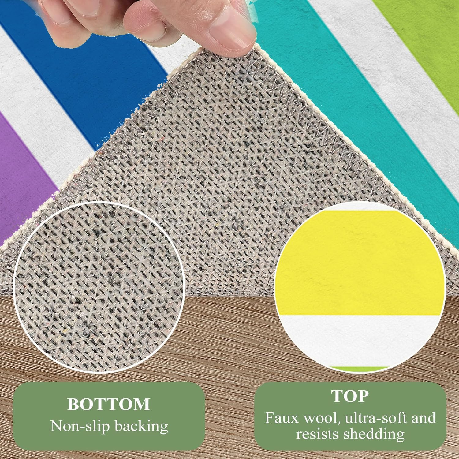 Ansouyi Colorful Non-Slip 5x7 ft Area Rugs, Washable Rug Carpet for Living Room, Rainbow Stripes Home Decor Rugs for Game Room Classroom Bedroom Dining Kindergarten Room
