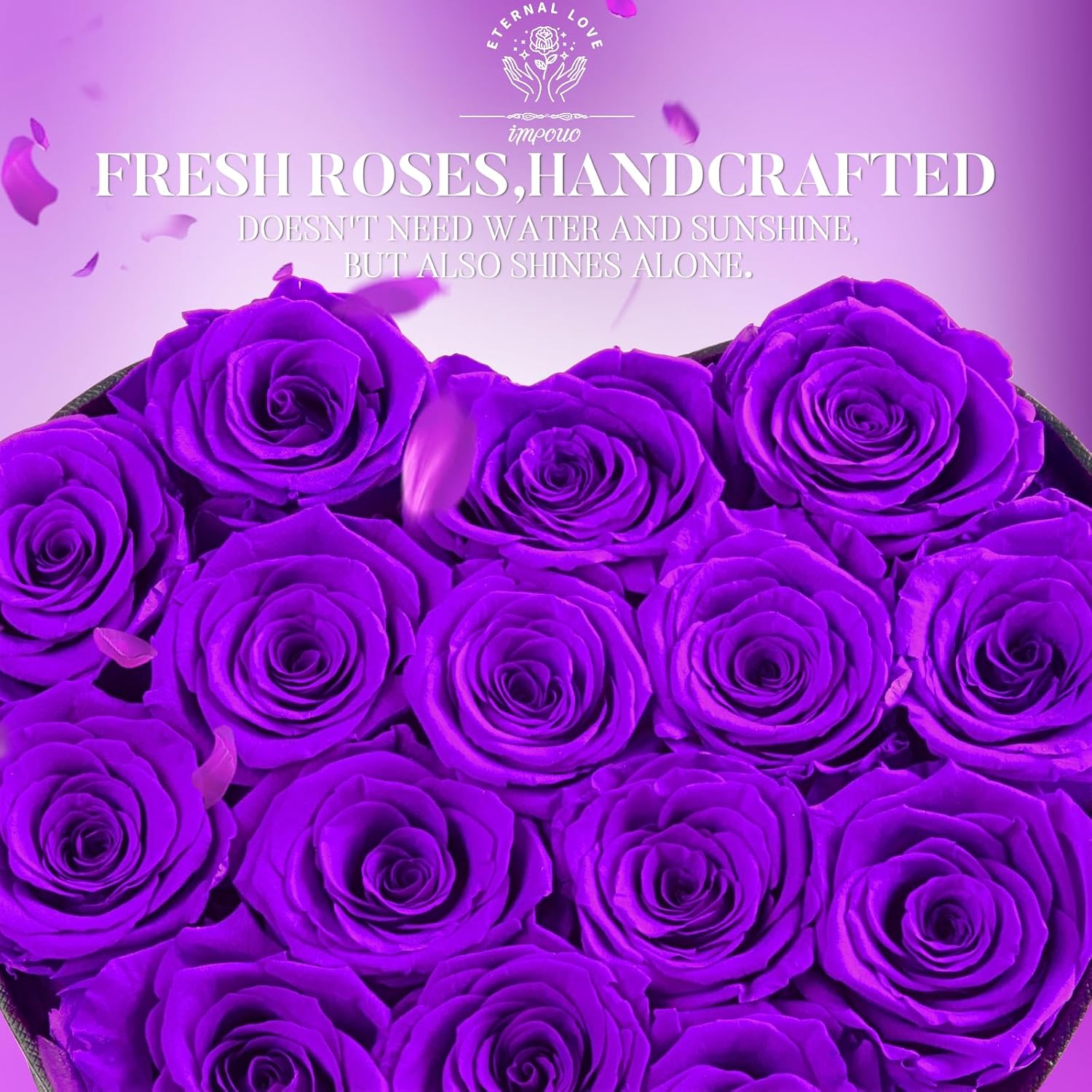 16 Preserved Flower Delivery Prime, Fresh Forever Roses In a Box, Birthday Gifts for Women, Mother's Day, and Valentine's Day-Purple+Blue Rose