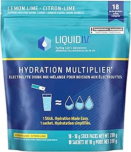 Liquid I.V. Electrolyte Drink Mix, Lemon Lime, 18 sticks