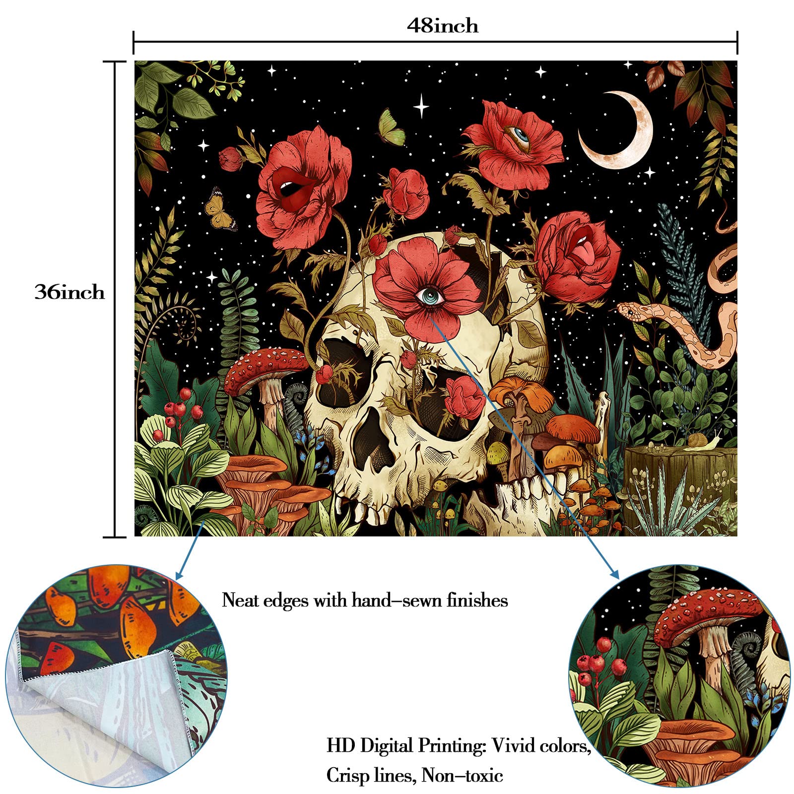 Arazzo Da Parete Con Teschio Di Fungo - Italia, image size:1600x1600