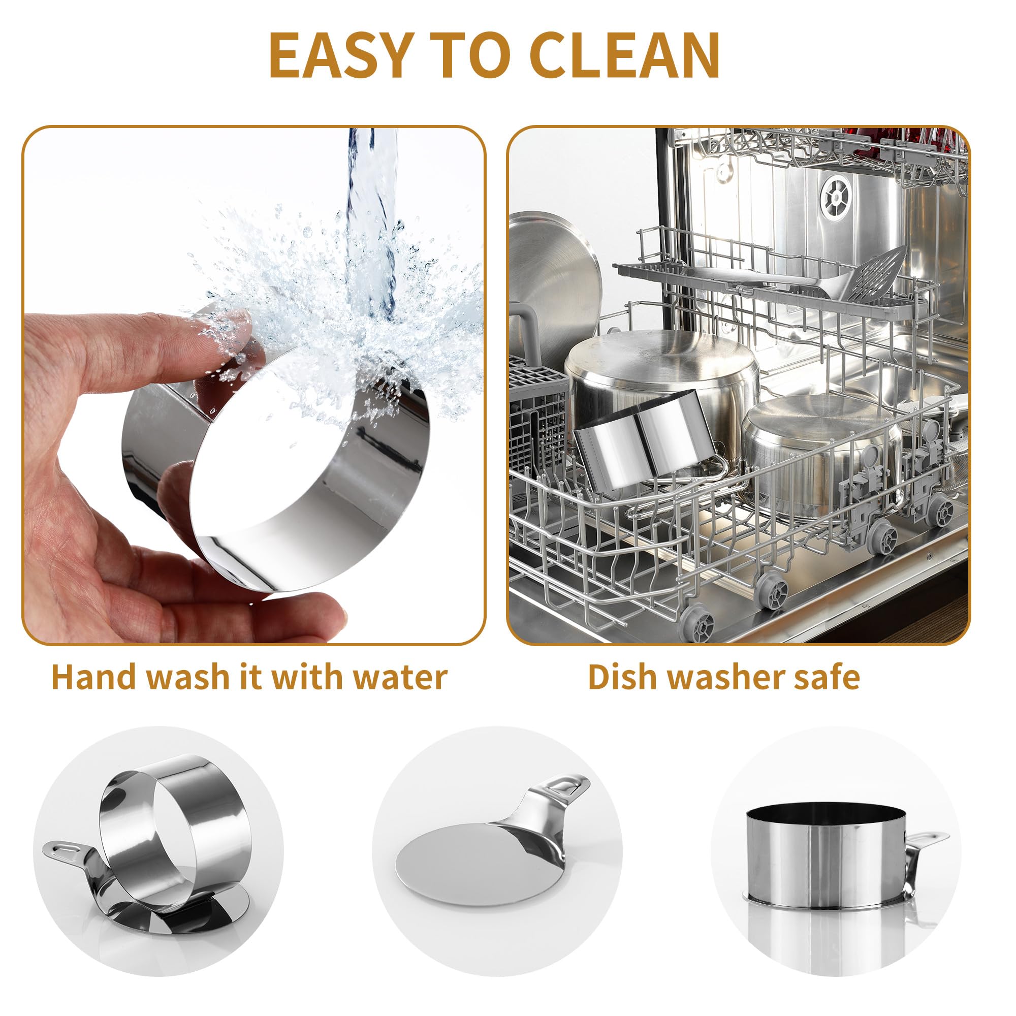 HAOYULUO 12 Stück Dessertringe und Speiseringe,Edelstahl Servierringe 8cm, Ausgestattet mit 2 Grundplatten und 2 Deckeln, Geeignet für die Herstellung von Keksen, Donuts und Kuchenbackformen Küche, Haushalt & Wohnen